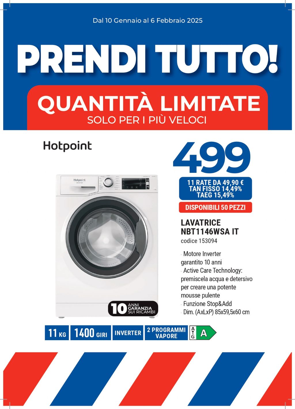 LAVATRICE HOTPOINT-ARISTON NBT1146WSAIT 11KG